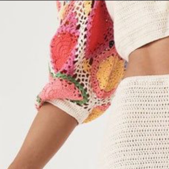 ๐HP Spell & The Gypsy x Free People Let The Sunshine In L Ivory Crochet Sweater - Picture 8 of 16